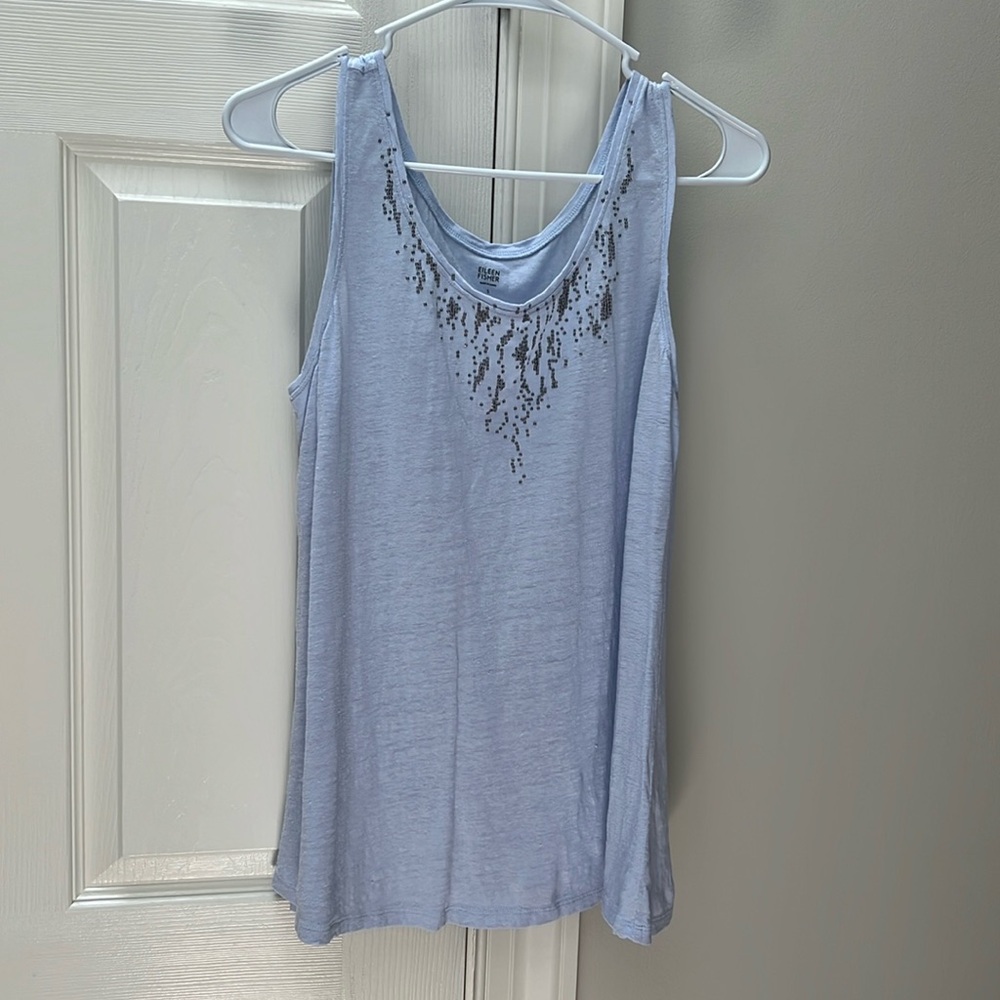 Eileen Fisher Linen Tank with Beading NWOT